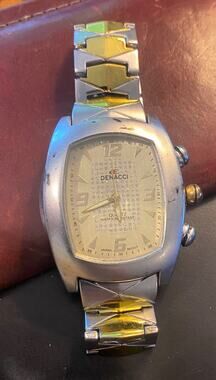 Men's Large 40mm Two Tone Denacci Watch, Thick Case